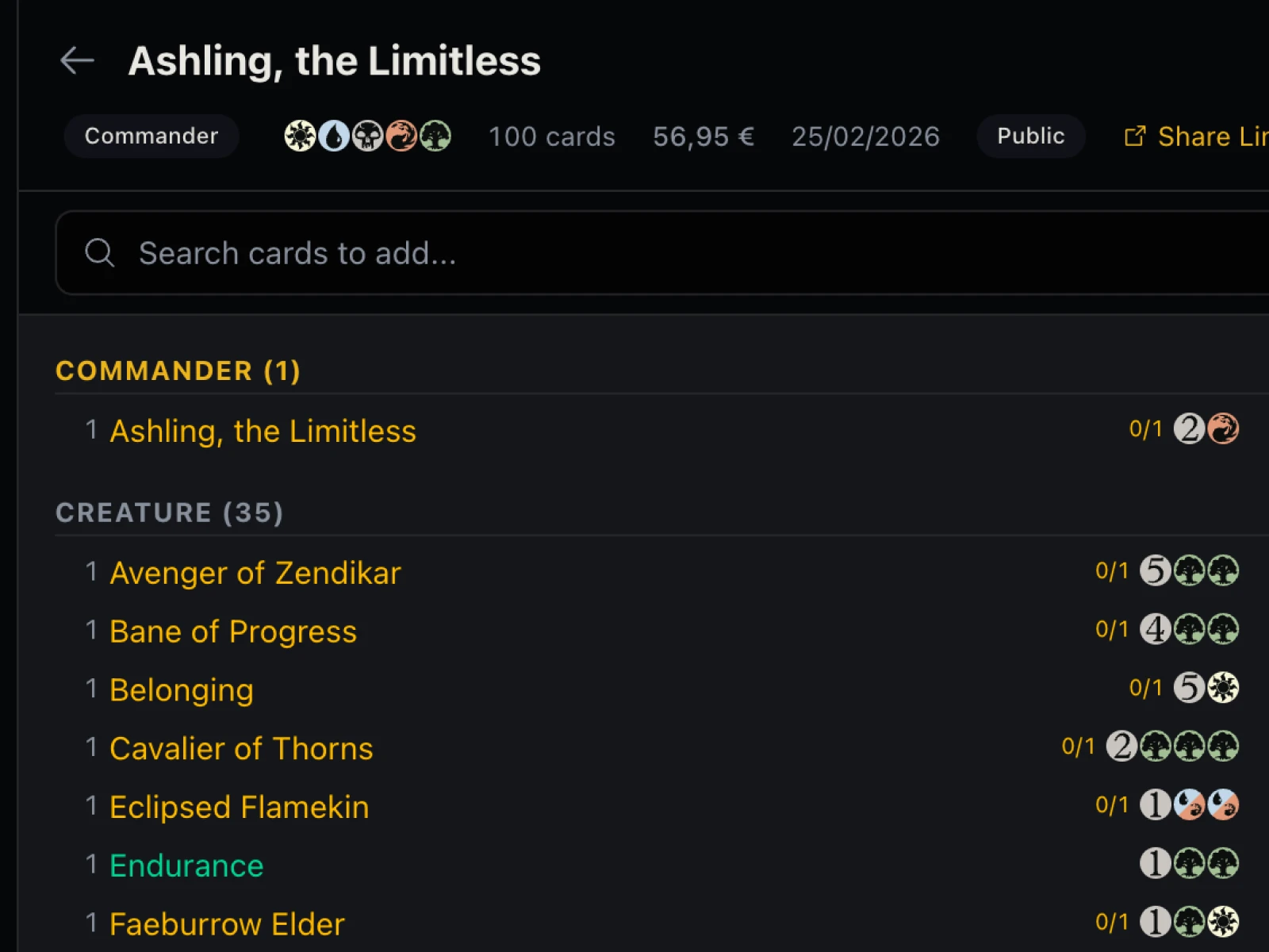 Deck builder full view