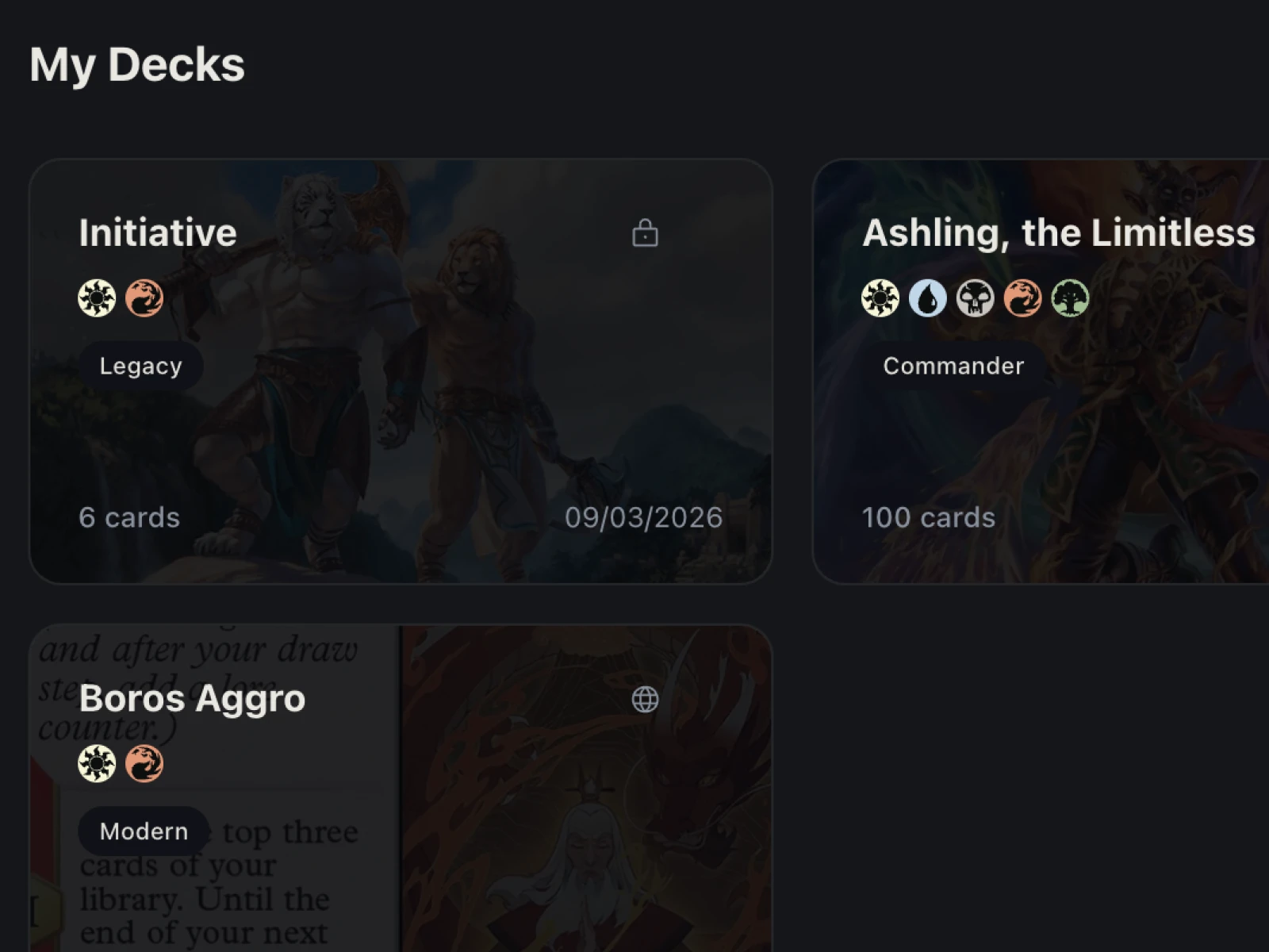 Deck builder and analytics